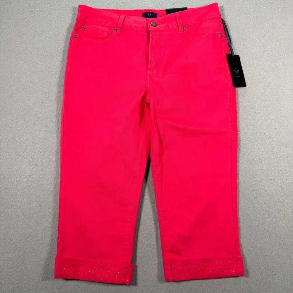 NYDJ Jeans Womens 8P Crop Pink‎ Pants Cropped Slim Fit Casual Capri Style